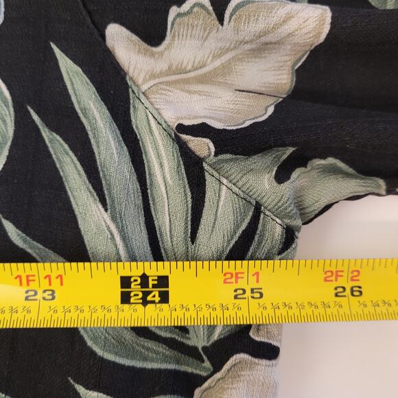 Banana Cabana Mens XL Shirt Black Tropical Floral Palms 100% Silk Short Sleeve - Picture 6 of 7